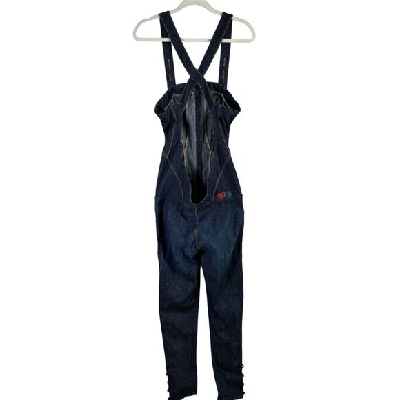CHICK By NICKY HILTON Blue Denim Jean Overalls Womens Size 28 Adjustable Straps - Picture 2 of 15